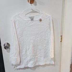 Multiples Ivory Pinstripe Long Sleeve Top